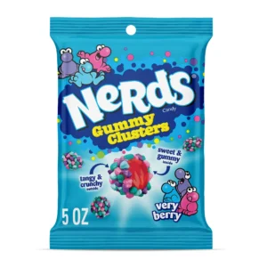 NERDS Gummy Clusters, Candy, Very Berry, Crunchy and Gummy, 5 oz, (141g)
