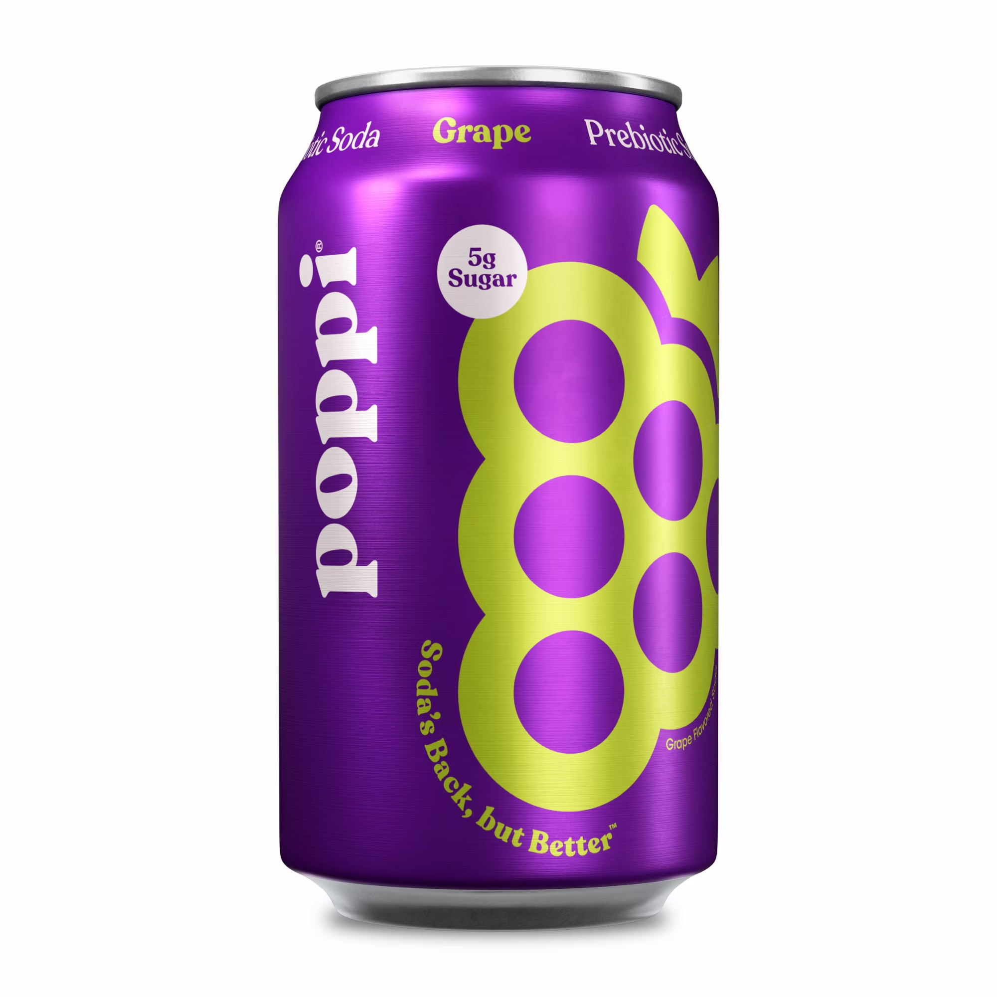 Poppi Grape Prebiotic Soda, 12 oz, 1 Pack Can
