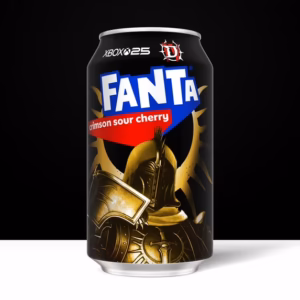 Fanta Crimson Sour Cherry Soda Pop, 12 fl oz, (355ml).