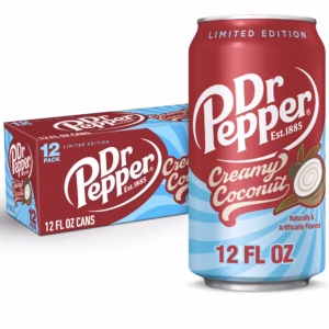 Dr Pepper Creamy Coconut Soda Pop, 12 fl oz, 355ml, 12 Pack Cans.